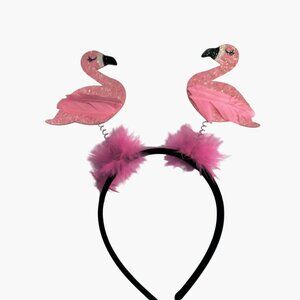 Flamingo Glitter Headband Feathers Fun Costume Accessory Pink